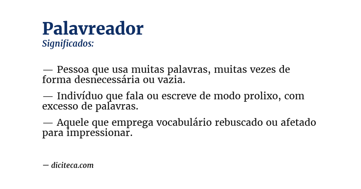 Significado de palavreador