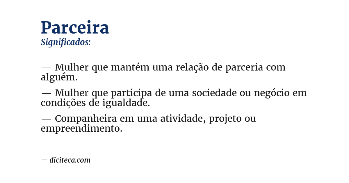 Significado de parceira