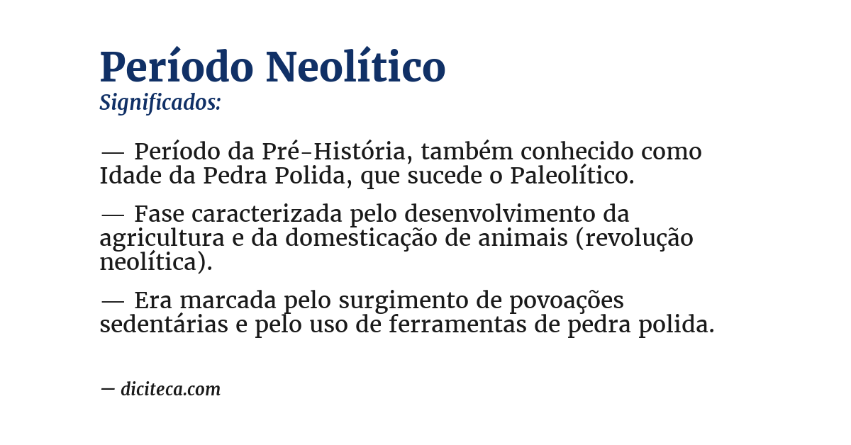 Significado de período neolítico
