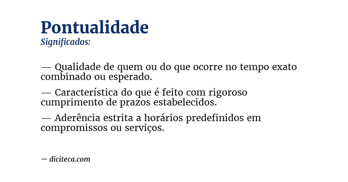 Significado de pontualidade