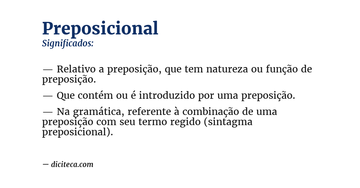 Significado de preposicional