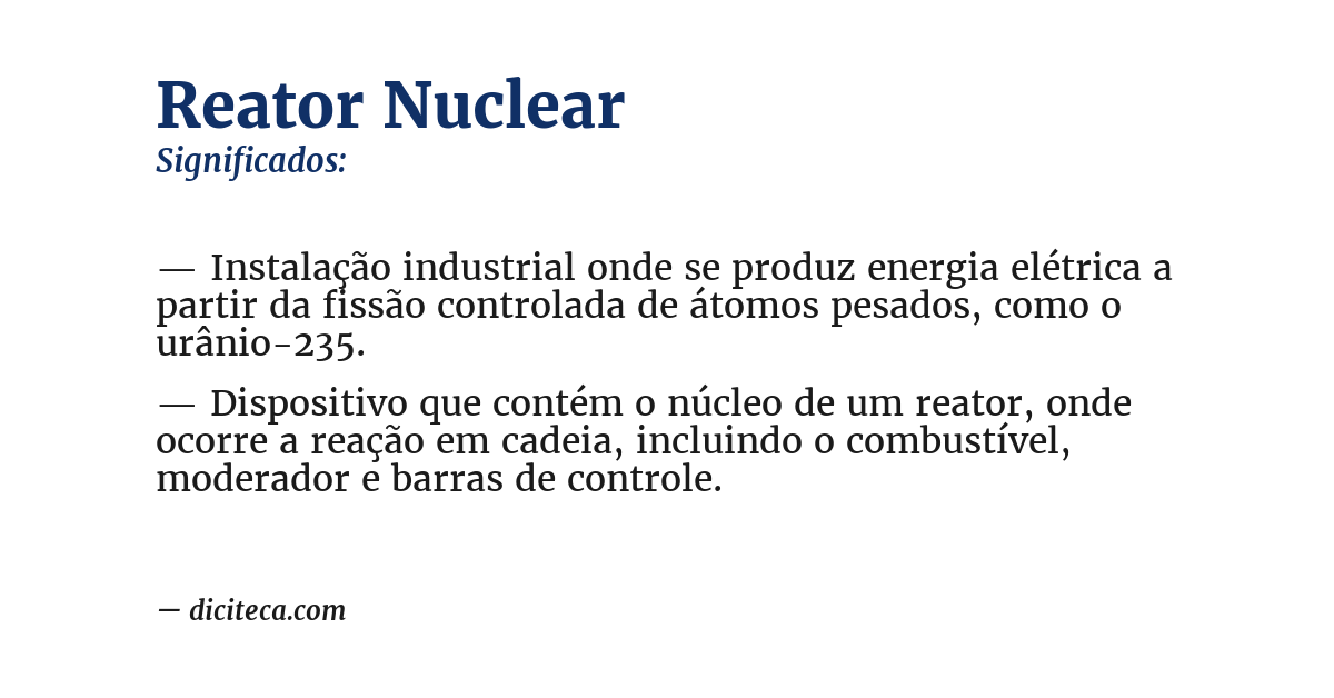 Significado de reator nuclear
