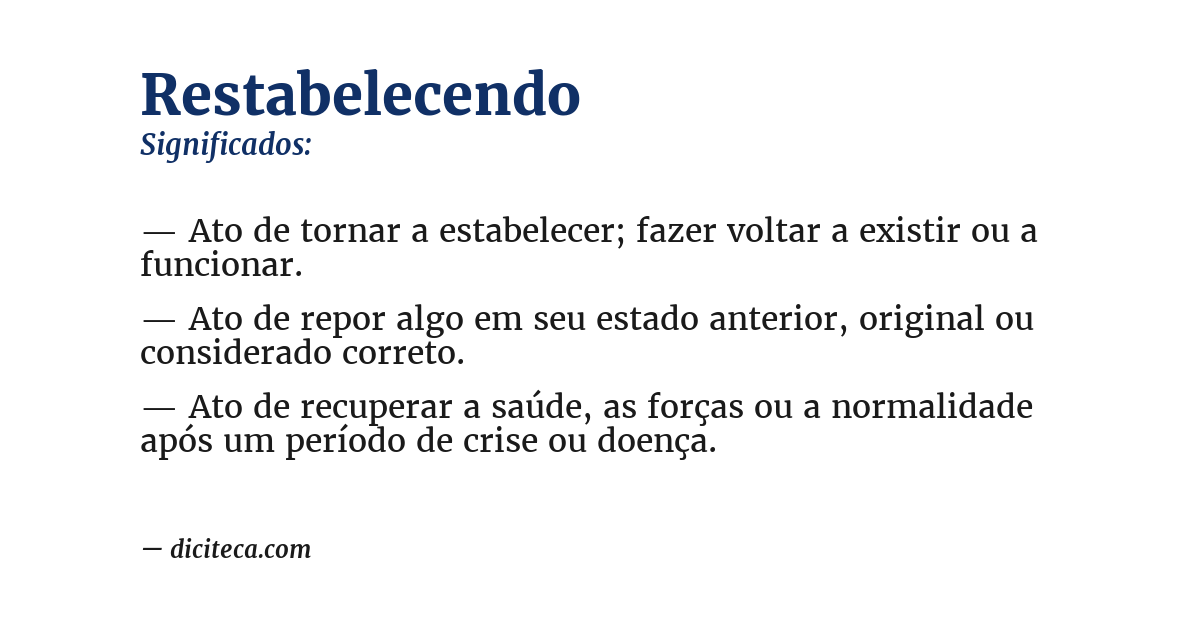 Significado de restabelecendo