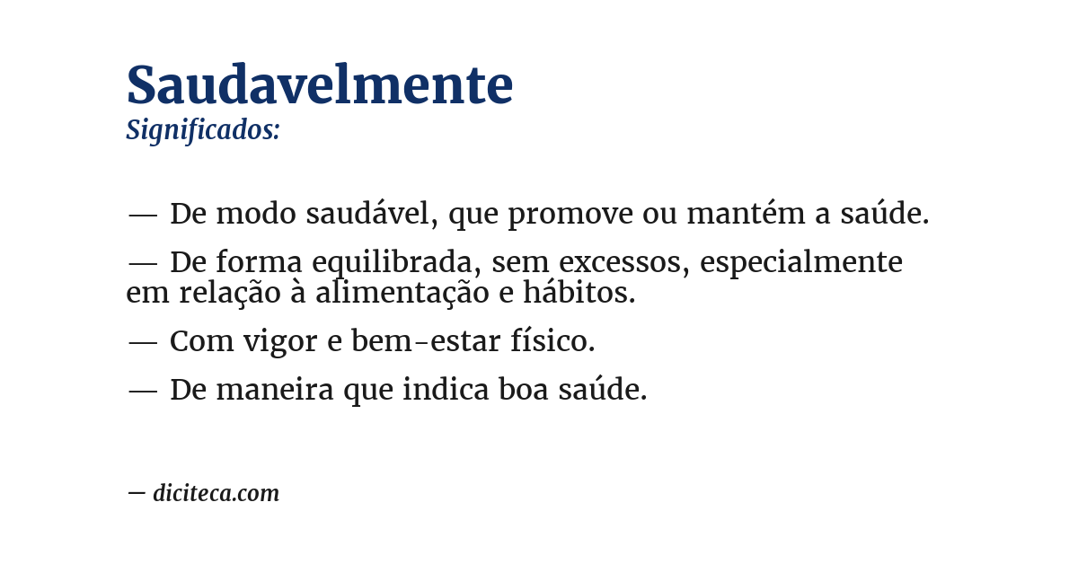 Significado de saudavelmente