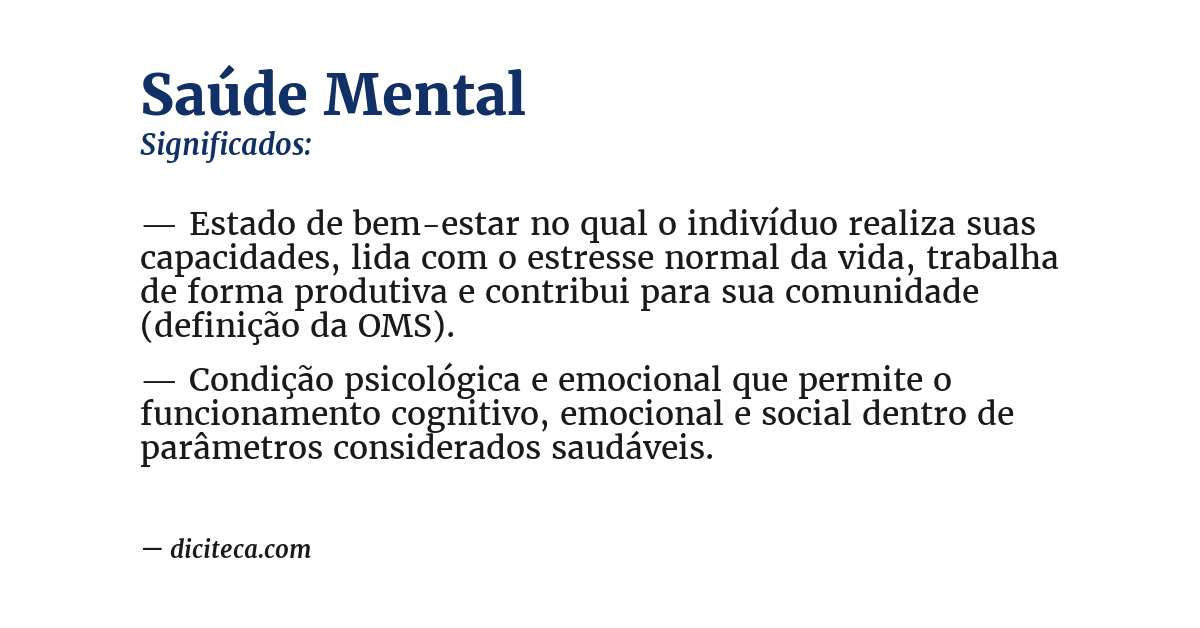 Significado de saúde mental