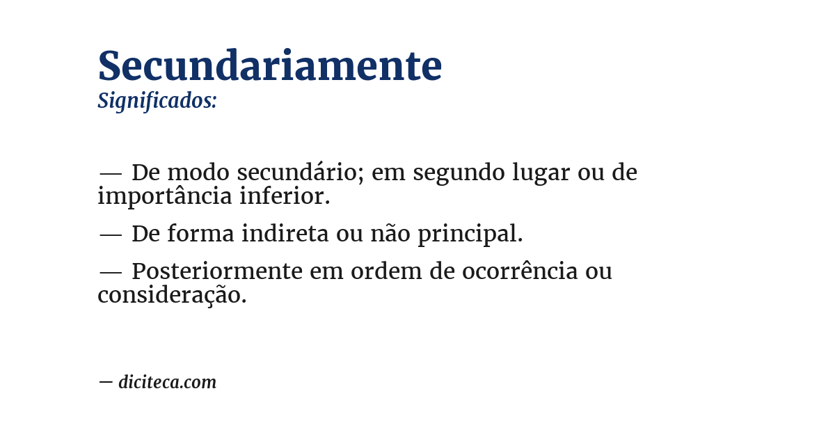 Significado de secundariamente