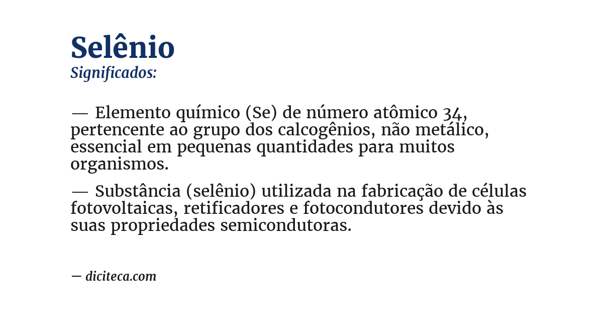 Significado de selênio