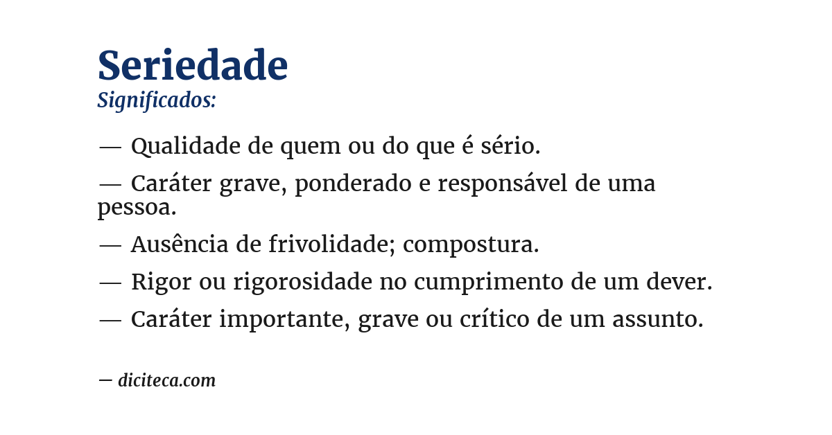 Significado de seriedade