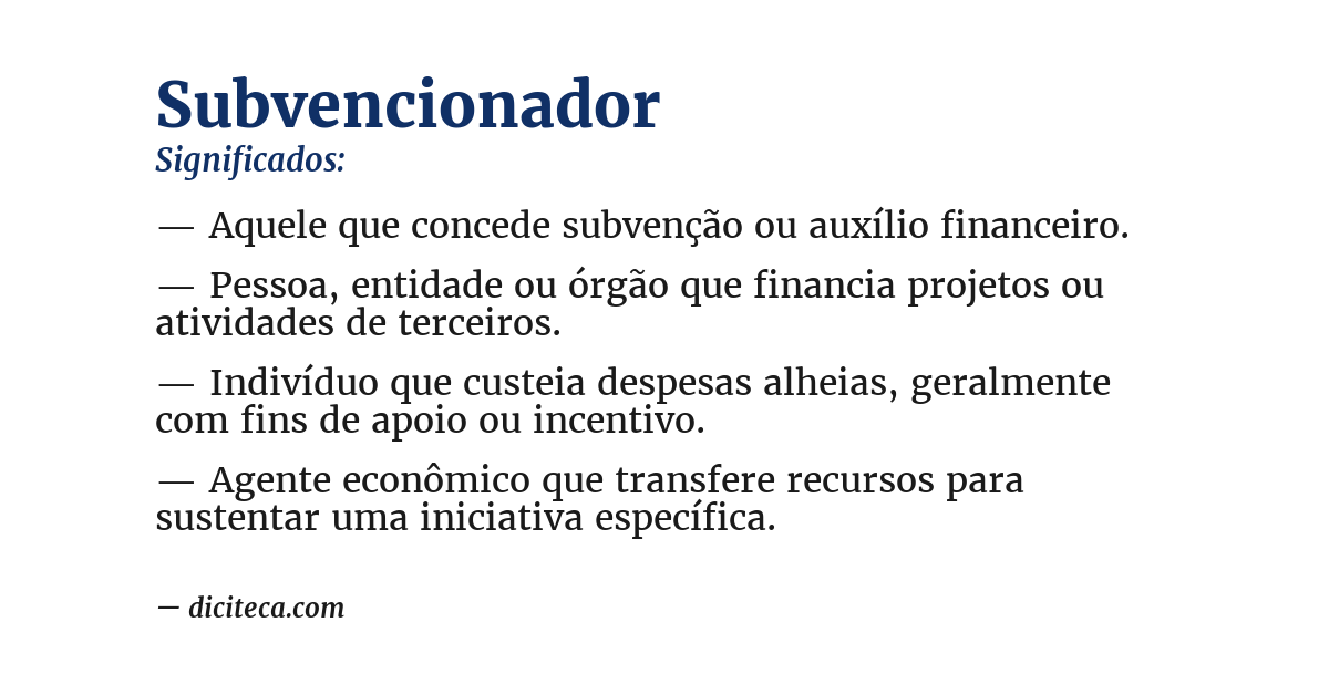 Significado de subvencionador