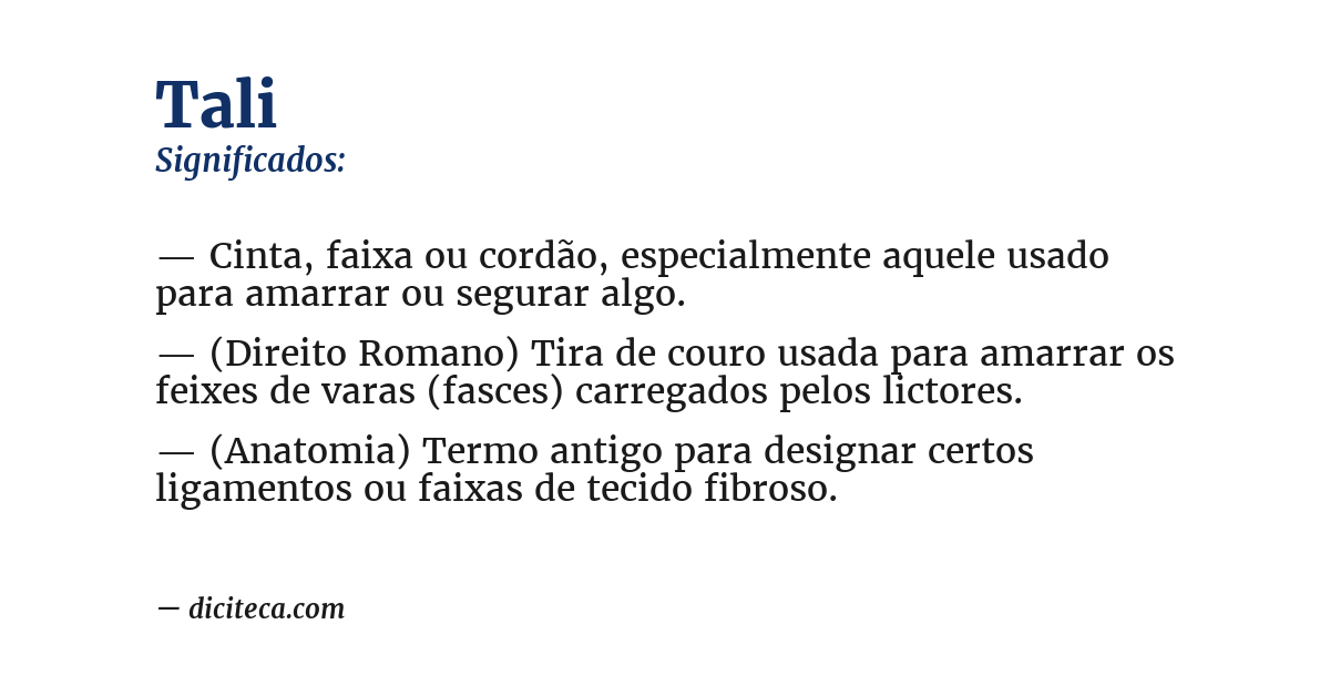 Significado de tali