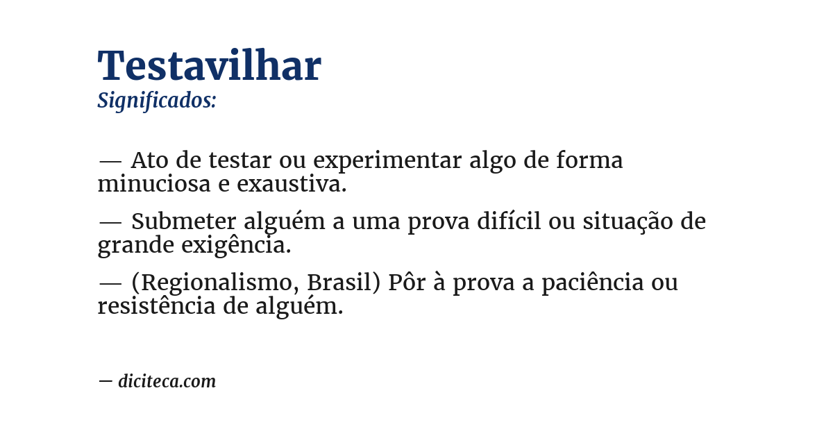 Significado de testavilhar