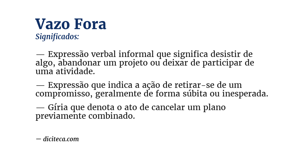 Significado de vazo fora