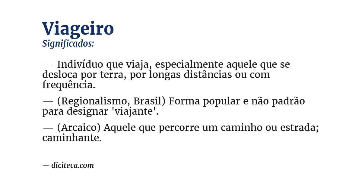 Significado de viageiro