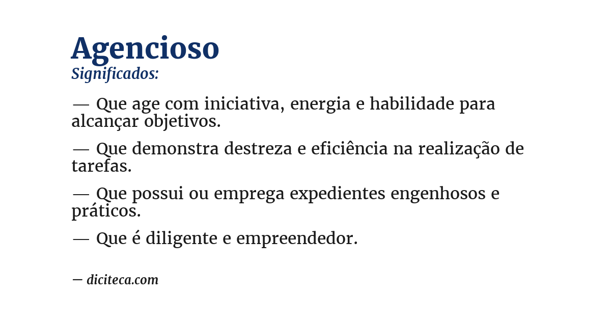 Significado de agencioso