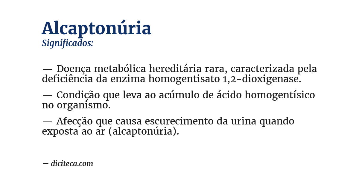 Significado de alcaptonúria