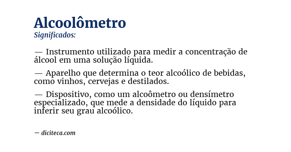 Significado de alcoolômetro