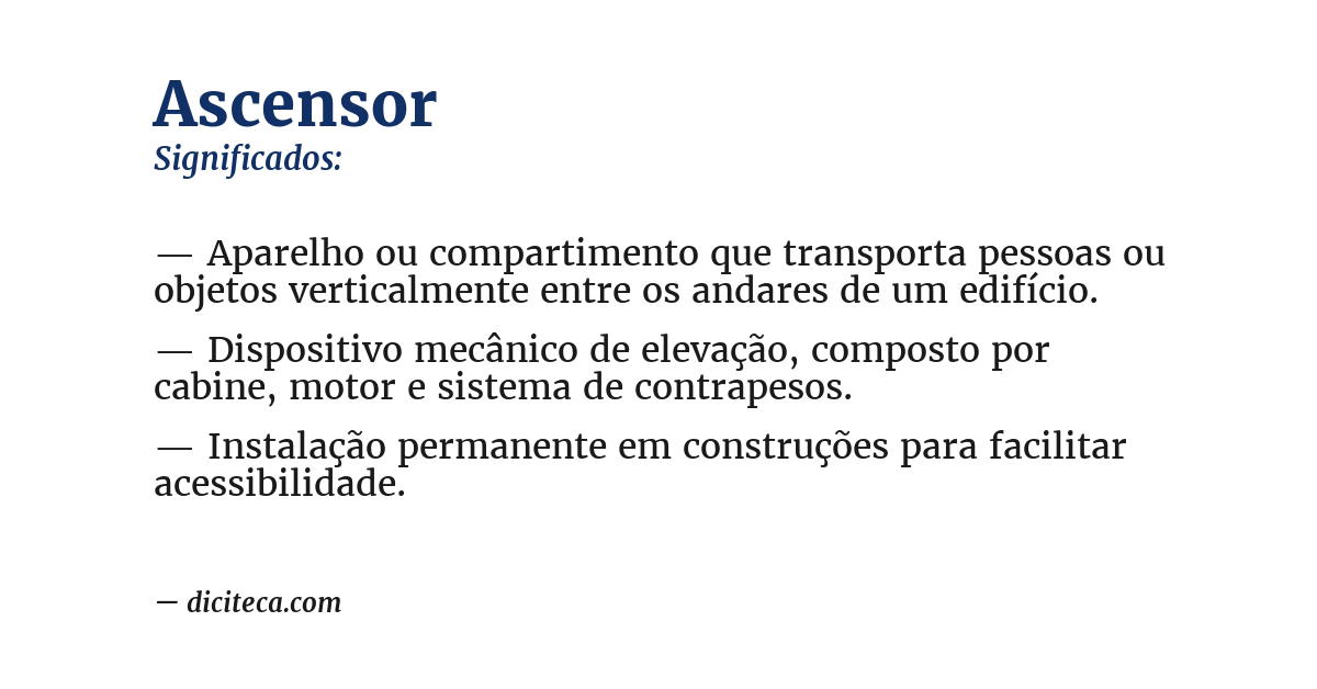 Significado de ascensor