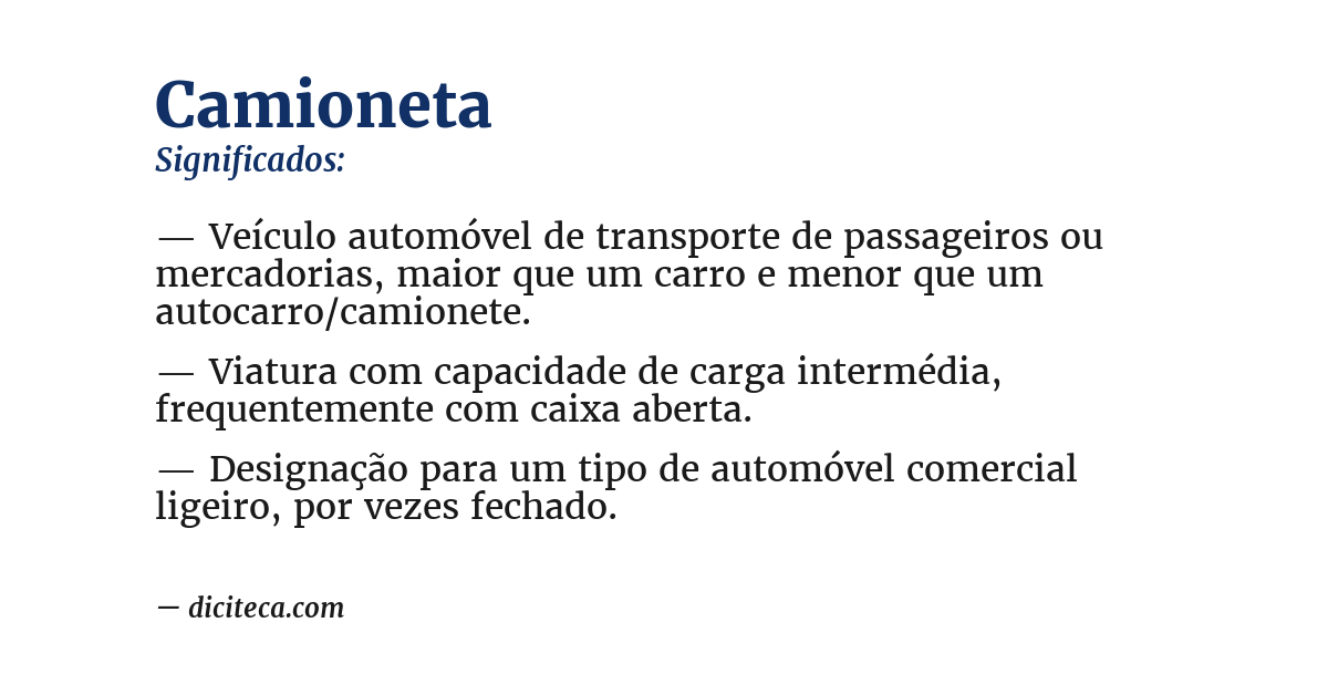 Significado de camioneta