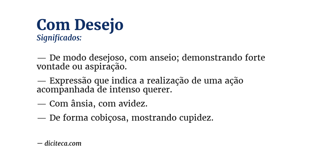 Significado de com desejo