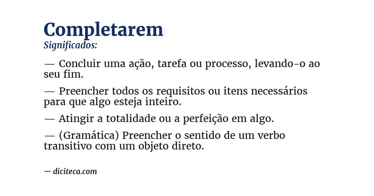 Significado de completarem