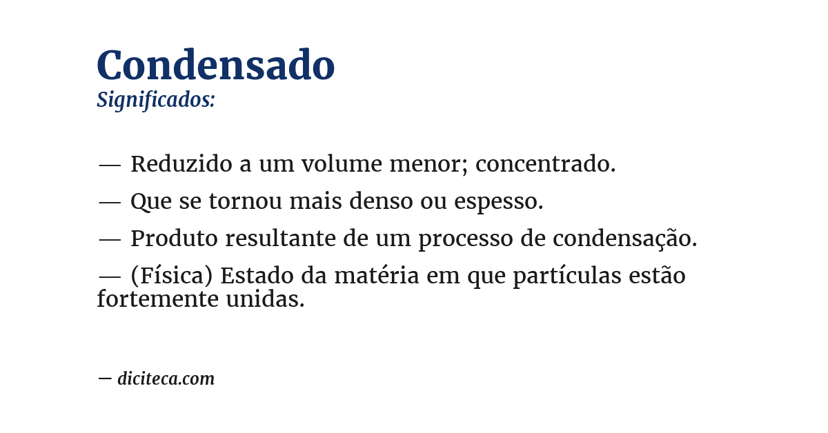 Significado de condensado