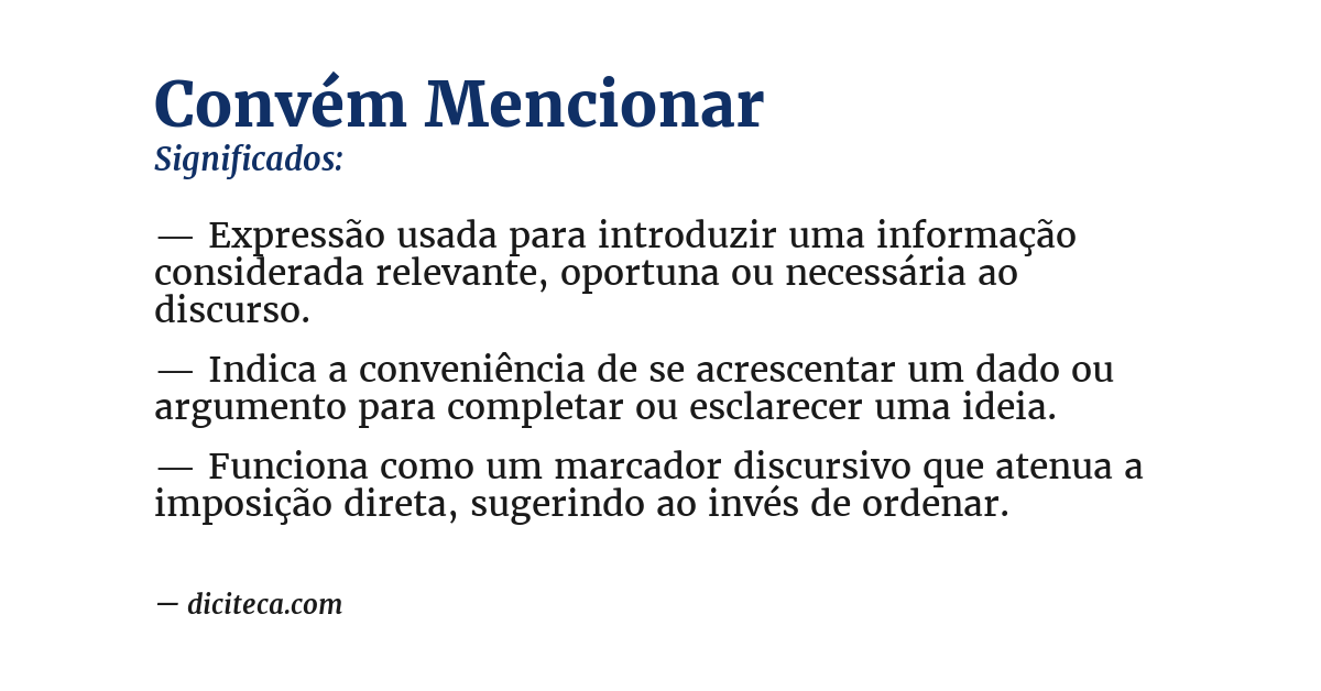 Significado de convém mencionar