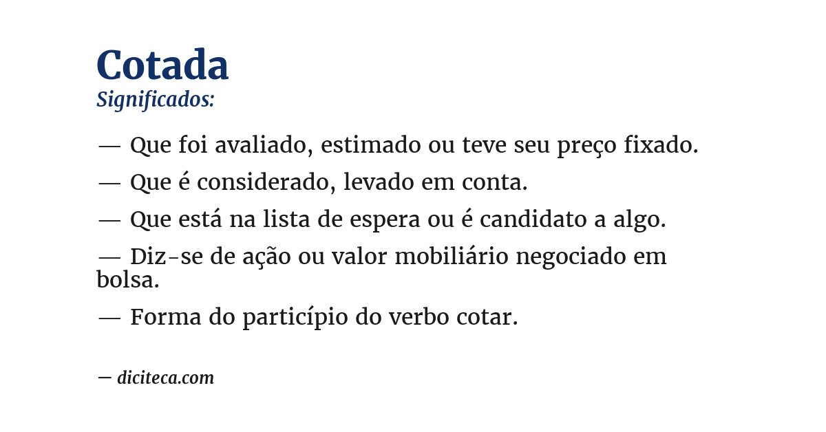 Significado de cotada