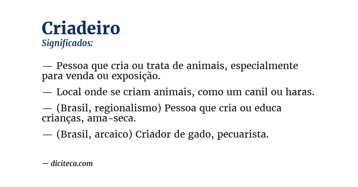 Significado de criadeiro