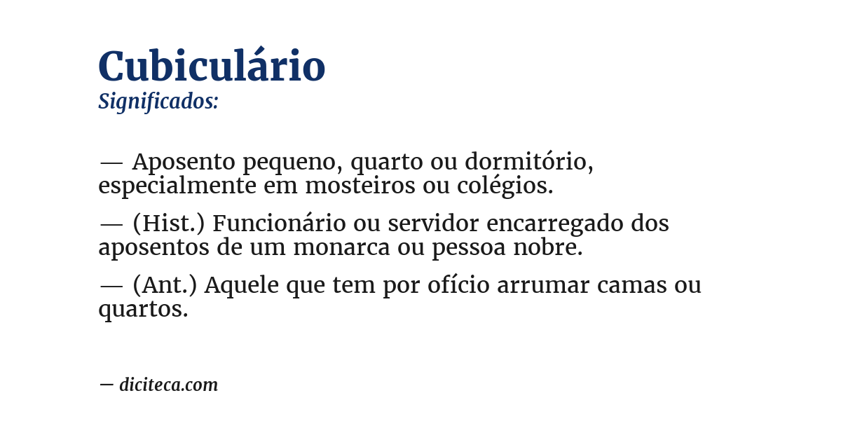 Significado de cubiculário