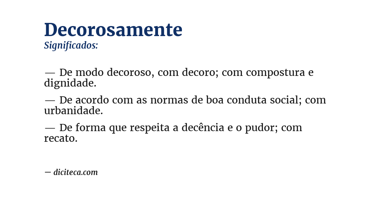 Significado de decorosamente