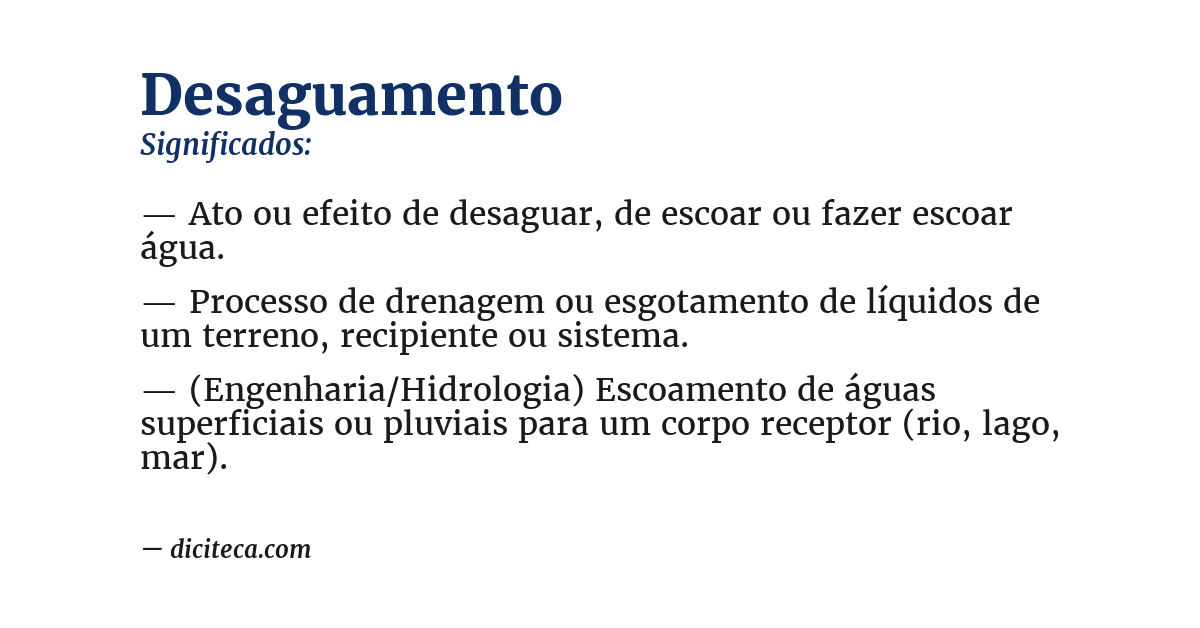 Significado de desaguamento