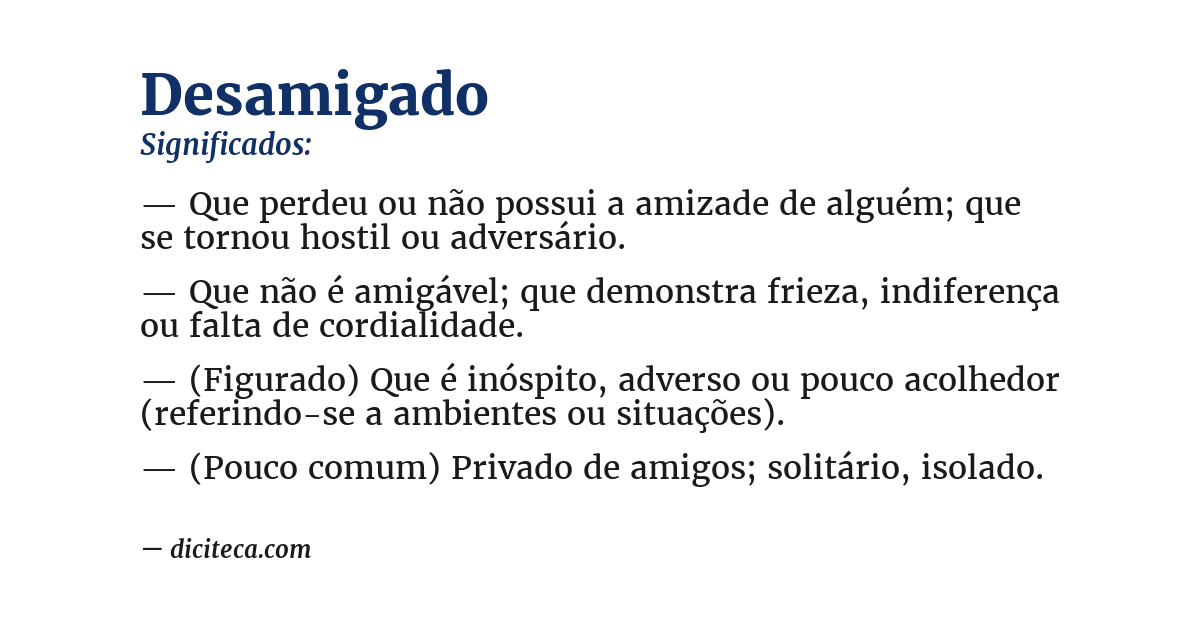 Significado de desamigado