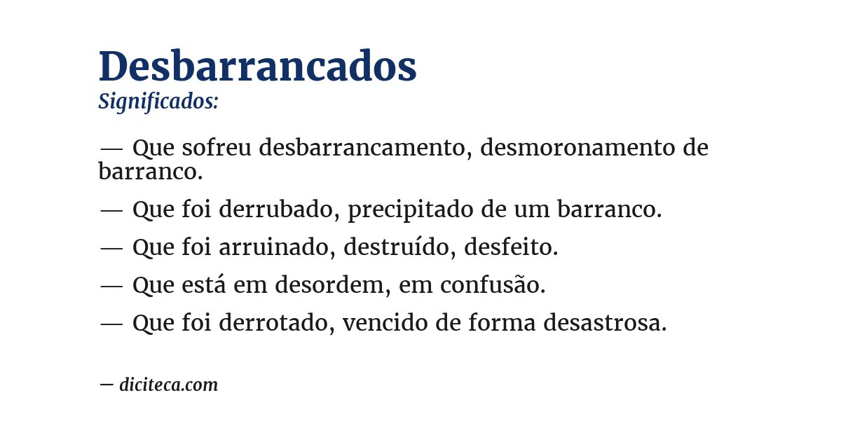 Significado de desbarrancados