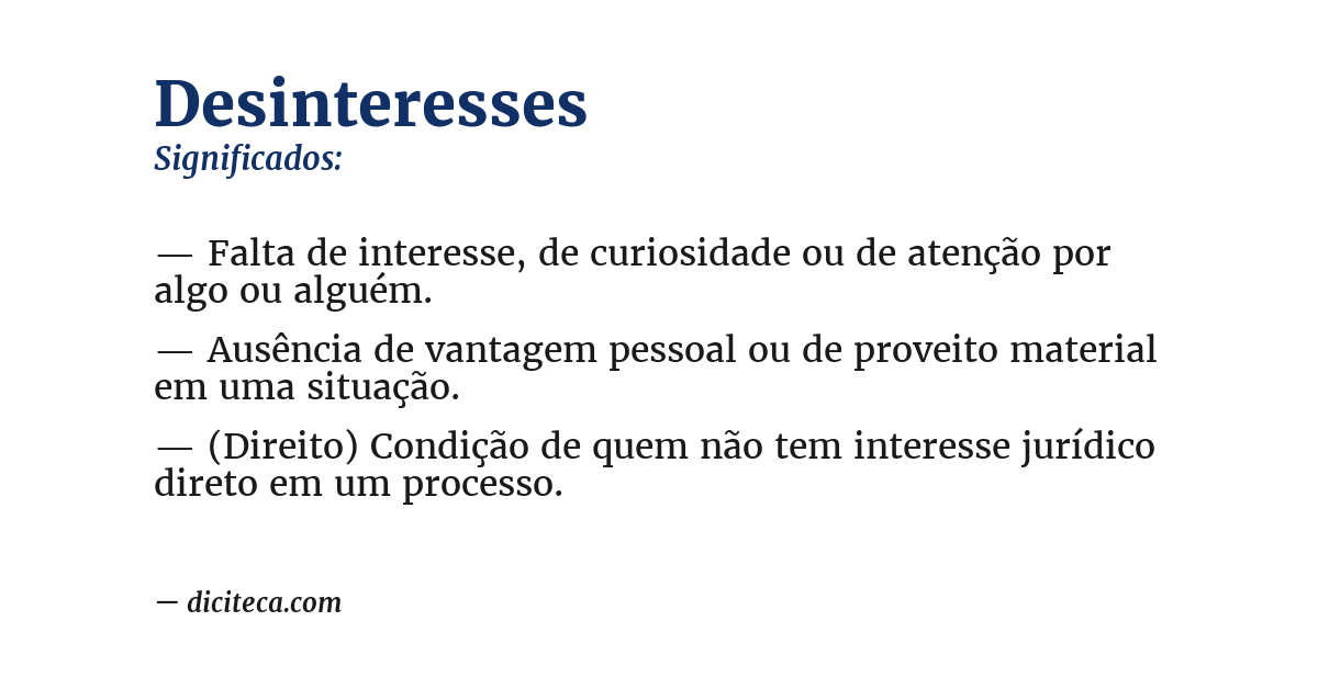 Significado de desinteresses