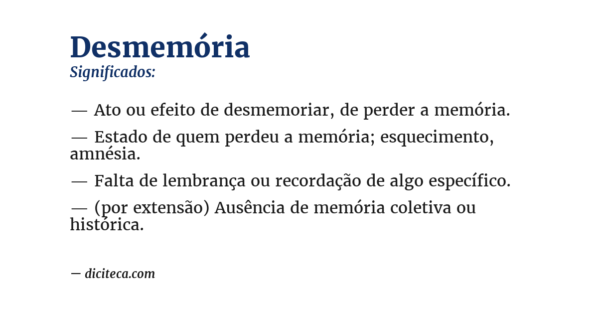 Significado de desmemória