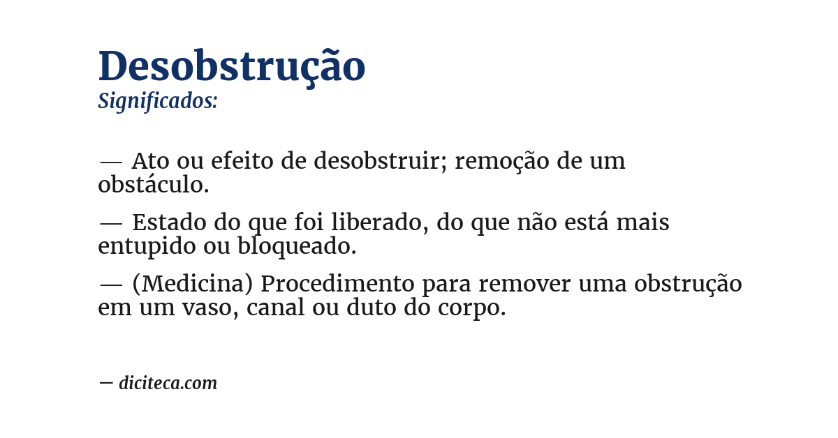 Significado de desobstrução