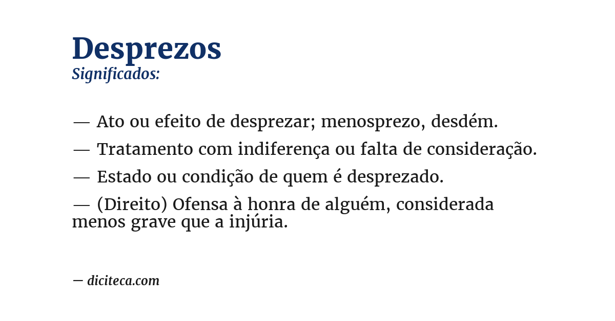 Significado de desprezos