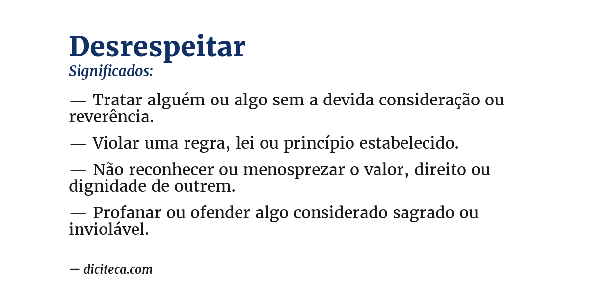 Significado de desrespeitar
