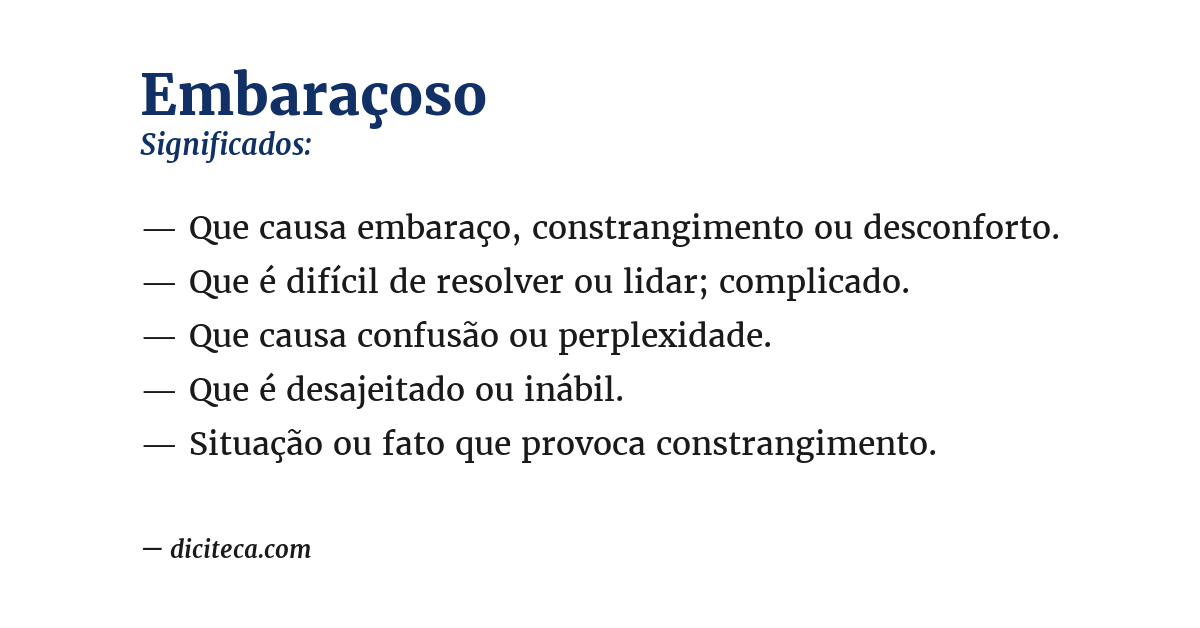 Significado de embaraçoso