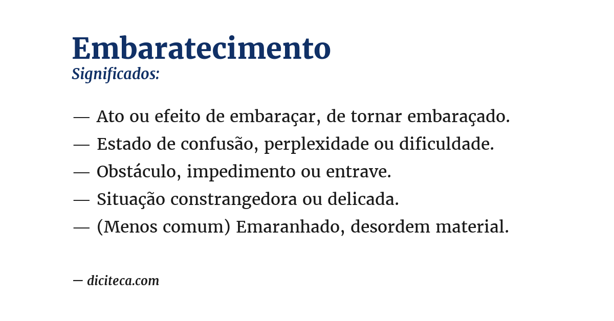Significado de embaratecimento