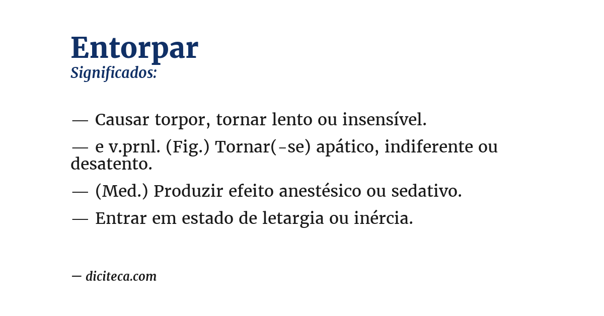 Significado de entorpar