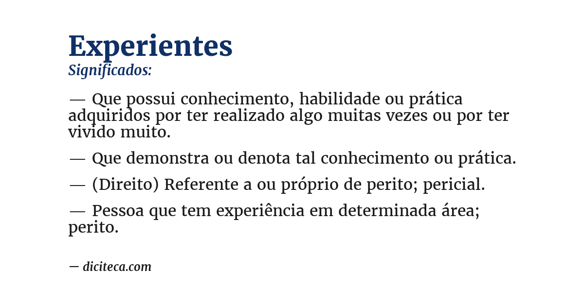 Significado de experientes