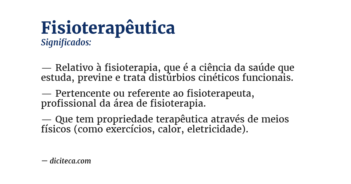 Significado de fisioterapêutica