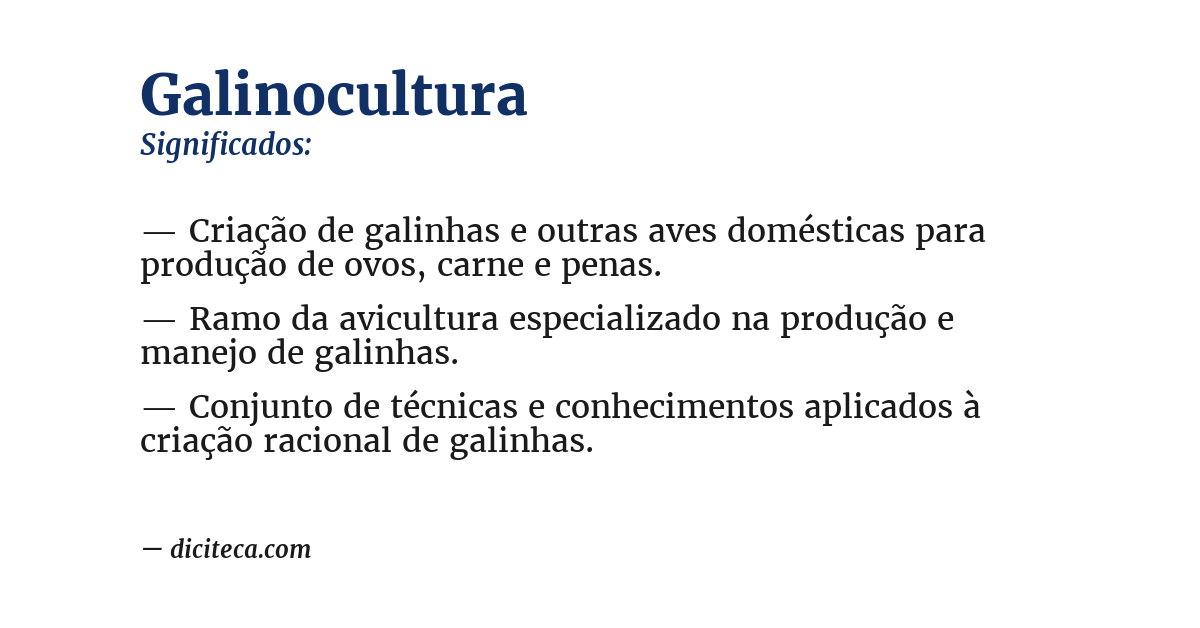 Significado de galinocultura