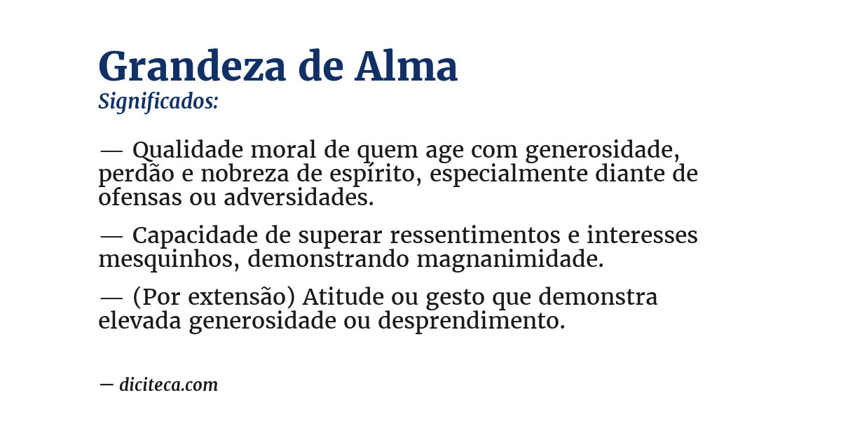 Significado de grandeza de alma