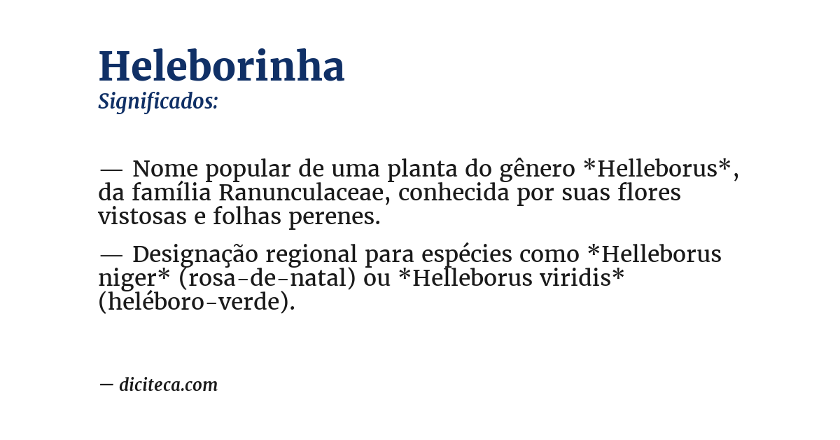 Significado de heleborinha