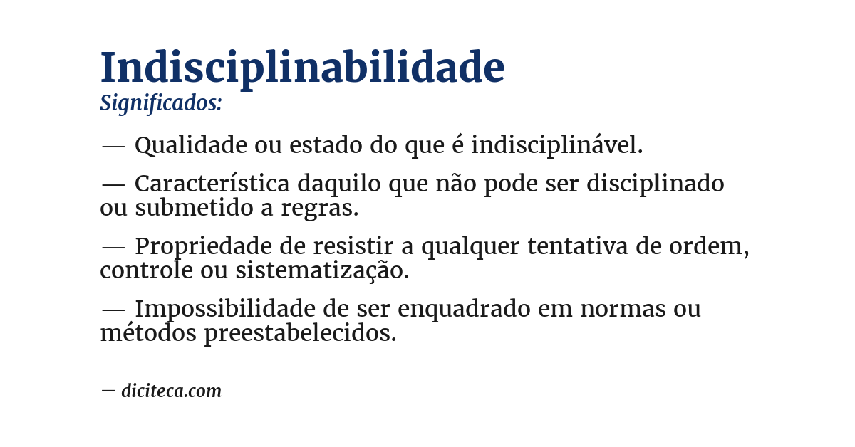 Significado de indisciplinabilidade