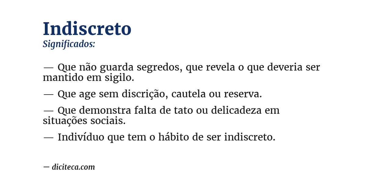 Significado de indiscreto