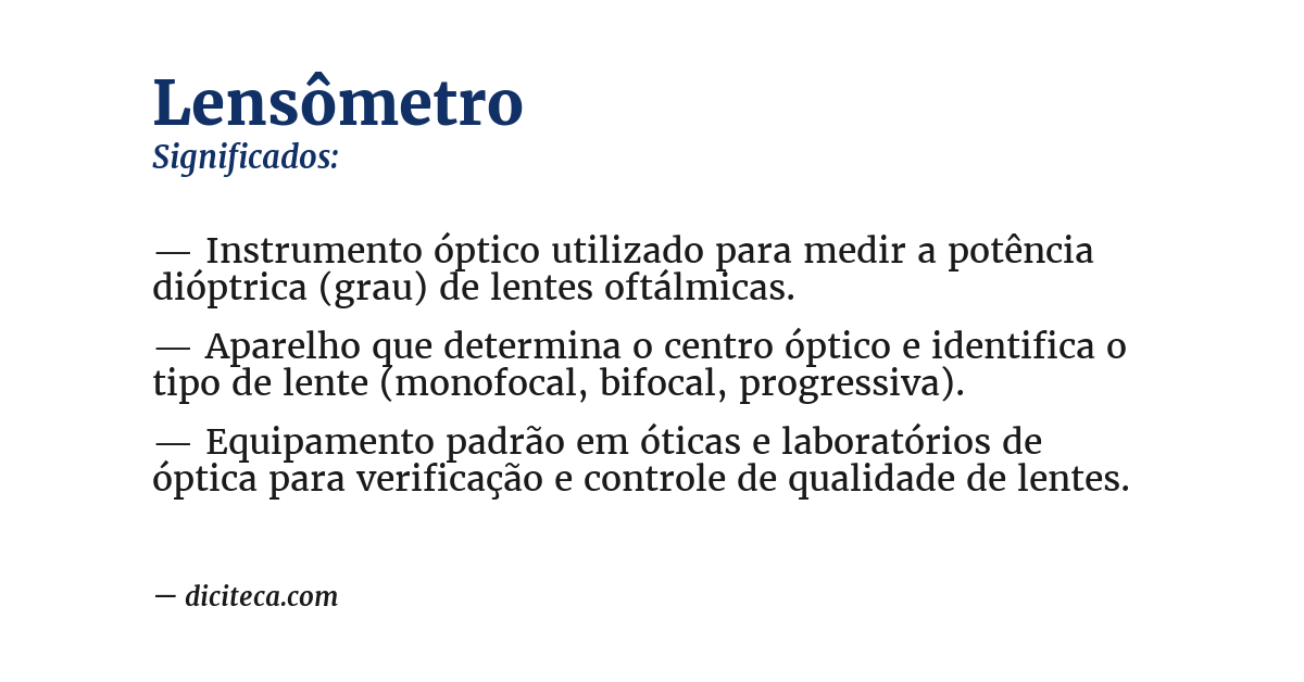 Significado de lensômetro