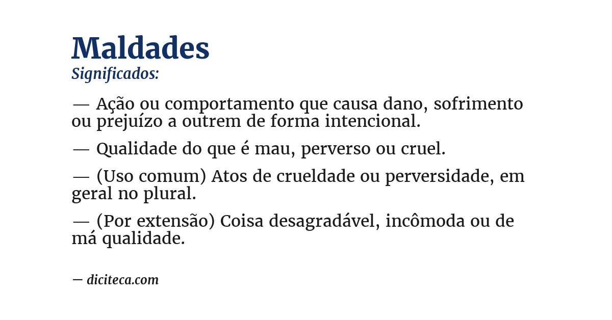 Significado de maldades